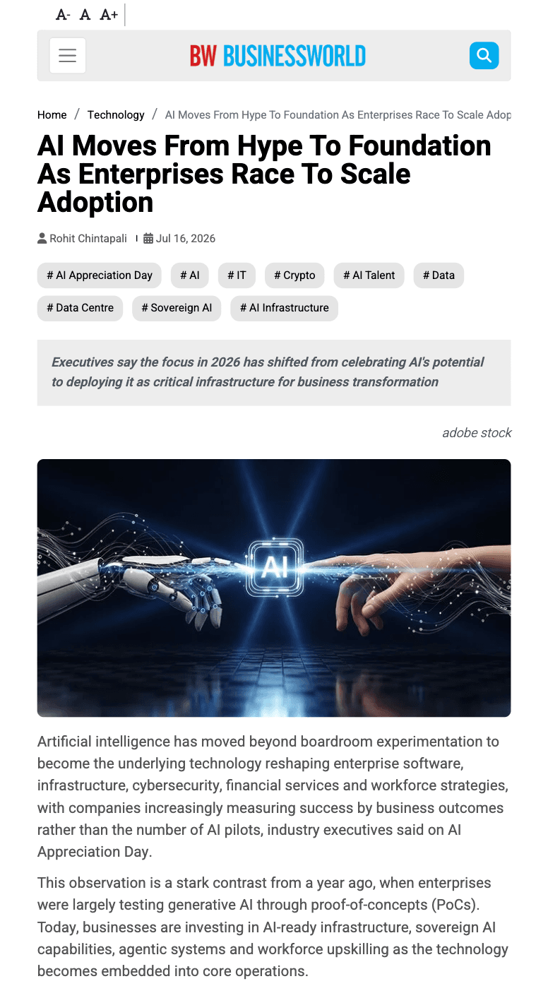 AI Moves From Hype To Foundation As Enterprises Race To Scale Adoption
